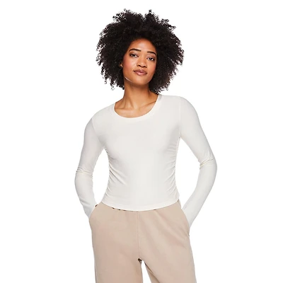T-shirt écourté ruché Athletic Works pour femmes Tailles TP–TTG