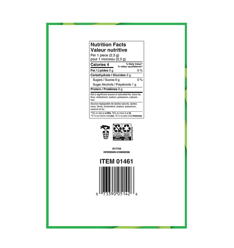 Trident Vibes, Bouteille de gomme sans sucre Éclat de menthe verte, 40 Morceaux Trident Vibes Menthe Verte : éclat frais