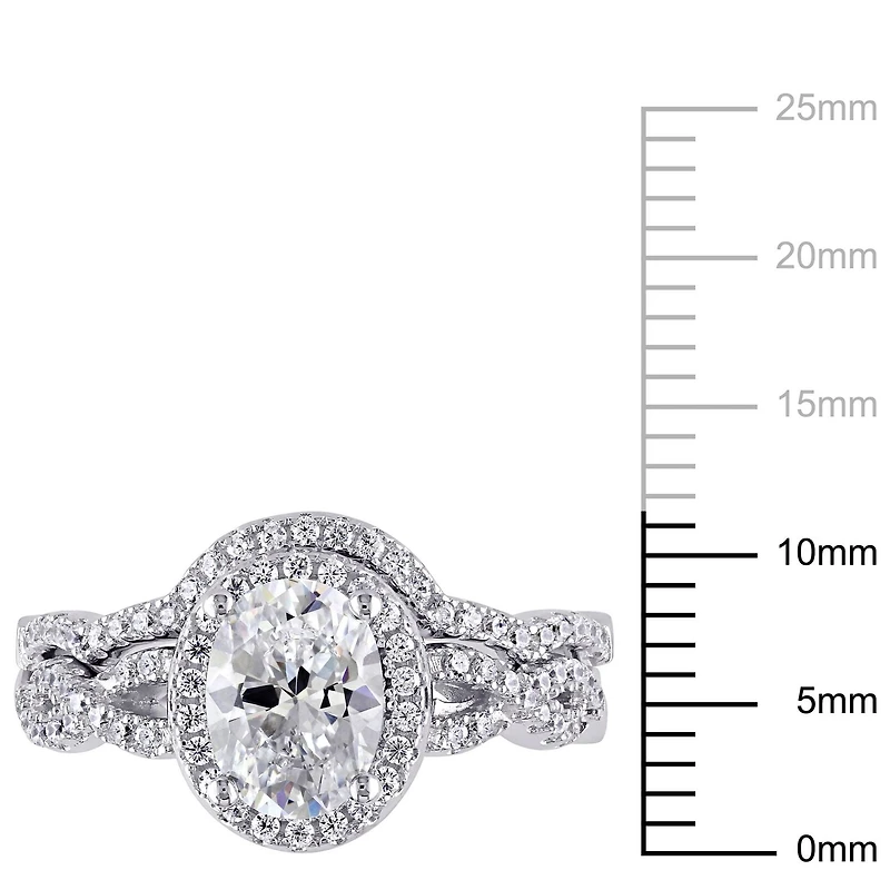 Ensemble nuptial de style auréole avec zircons cubiques de 2,88 ct PBT en argent sterling de Miabella