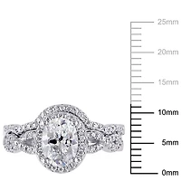 Ensemble nuptial de style auréole avec zircons cubiques de 2,88 ct PBT en argent sterling de Miabella