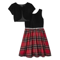 George Girls' Plaid Dress and Velour Bolero 2-Piece Set