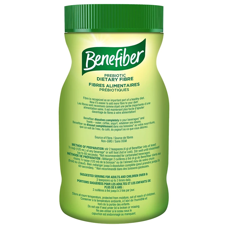 Benefiber Prebiotic Dietary Fibre Powder, Unflavoured, Sugar-Free, Daily Fibre - 125 Servings (500G), Benefiber Powder, 125 Servings