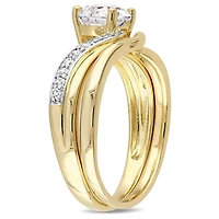 Miabella 2.10 Carat T.G.W Cubic Zirconia Yellow Rhodium-Plated Sterling Silver Bypass Bridal Set