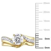 Miabella 2.10 Carat T.G.W Cubic Zirconia Yellow Rhodium-Plated Sterling Silver Bypass Bridal Set