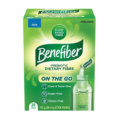 Benefiber On The Go Prebiotic Dietary Fibre Powder, Unflavoured, Stick Packs, Sugar-Free - (28 x 4 g Stick Packs), Benefiber On The Go, (28 x 4 g Stick Packs)