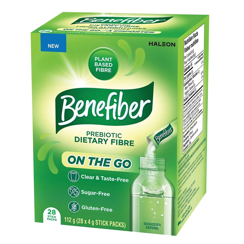 Benefiber On The Go Prebiotic Dietary Fibre Powder, Unflavoured, Stick Packs, Sugar-Free - (28 x 4 g Stick Packs), Benefiber On The Go, (28 x 4 g Stick Packs)
