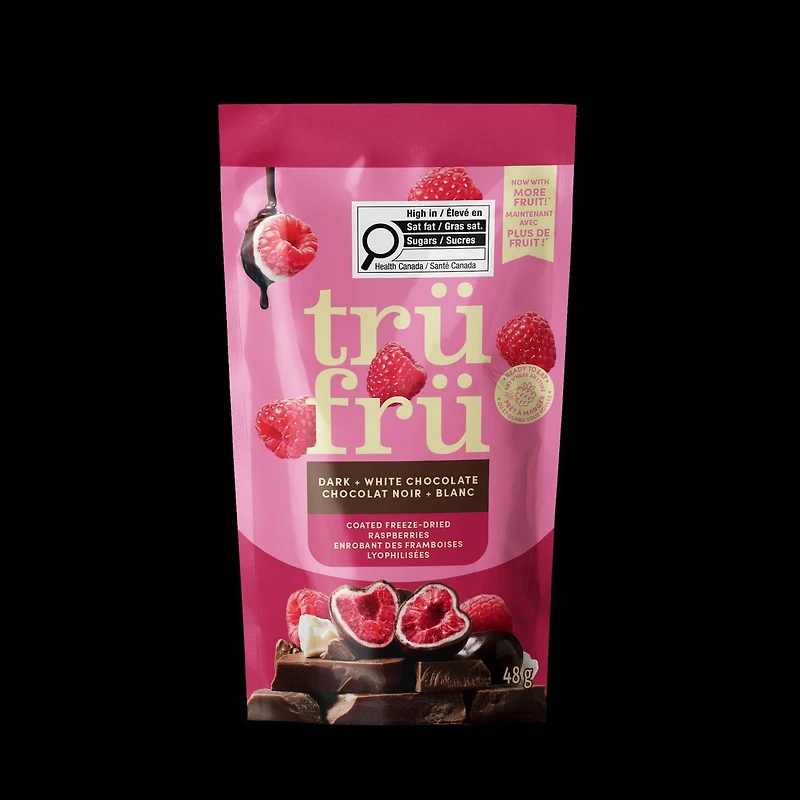 Tru Fru Freeze Dried Raspberry Dark White Chocolate, Trü Frü Raspberries in Dark and White Chocolate