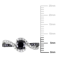 Asteria 0.75 Carat T.W. Black Diamond and 0.33 Carat T.G.W. Created White Sapphire Sterling Silver Bypass Ring