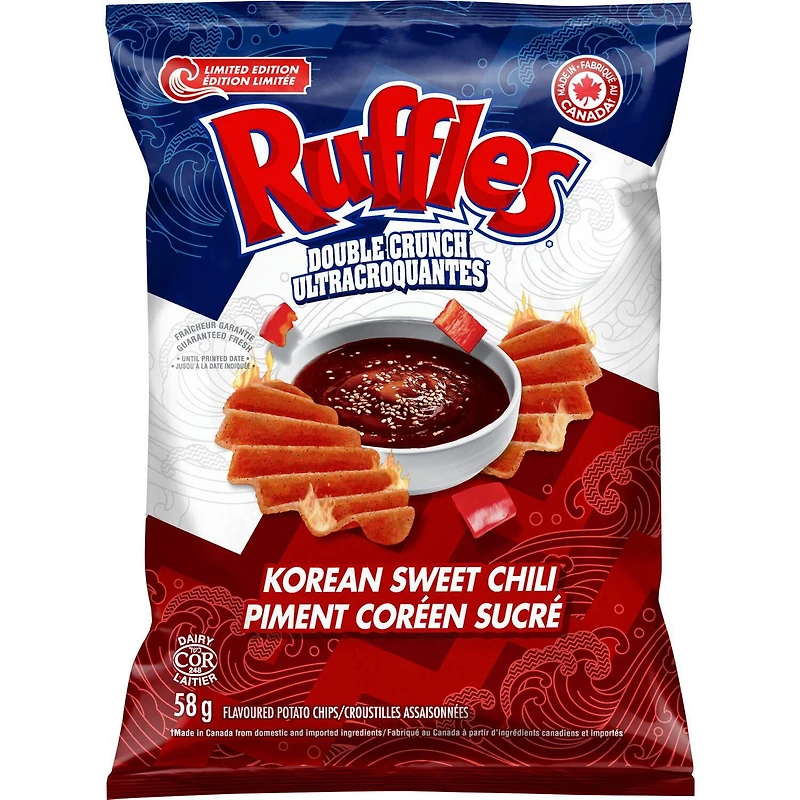Ruffles Double Crunch Korean Sweet Chili Flavoured Potato Chips, 58 g.