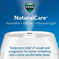 Humidificateur ultrasonique 3-en-1 à vapeur froide, sans filtre + diffuseur + veilleuse NaturalCare VUL530C Vicks