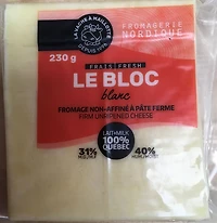 La Vache à Maillotte - Fromage Cheddar Frais - Non Affiné - Le Bloc Blanc 230 gr Fromage cheddar ferme blanc