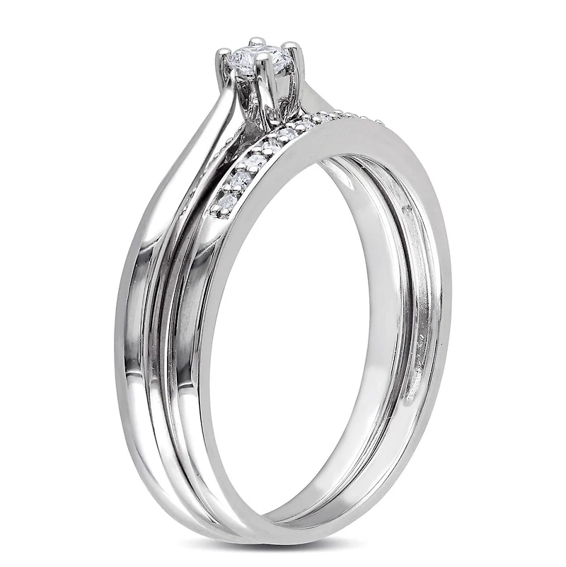Ensemble nuptial avec diamants de 0,17 ct poids total en argent sterling de Miabella