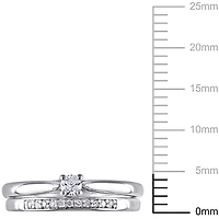 Ensemble nuptial avec diamants de 0,17 ct poids total en argent sterling de Miabella