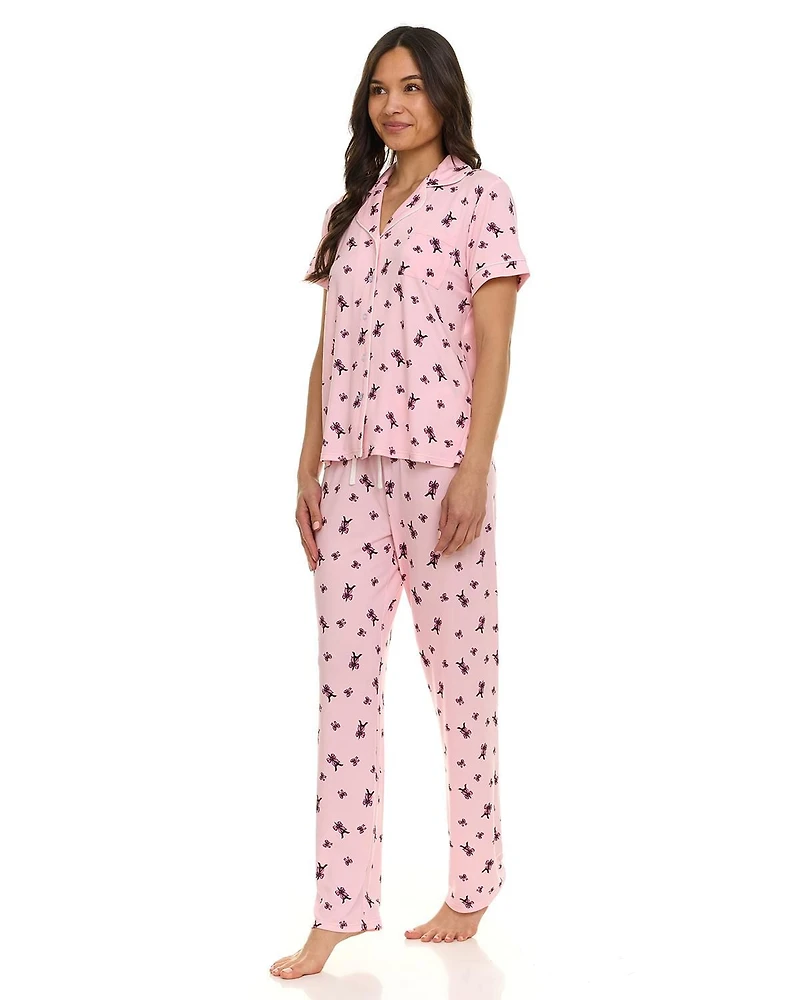 Ensemble pyjama 2 pièces à col cranté pour femme Paris Dreams, tailles S à XL – Exclusivité en ligne