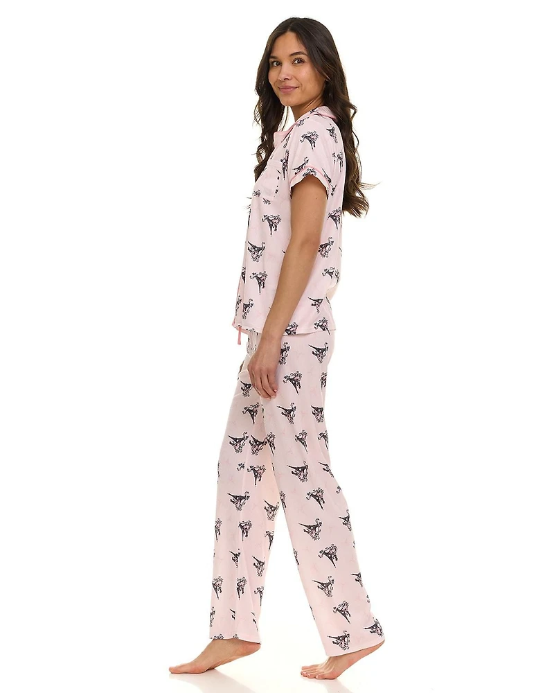 Paris Dreams Ladies Ribbed Notch Collar Pajama 2-Piece Pants Set, Sizes S-XL – Online Exclusive