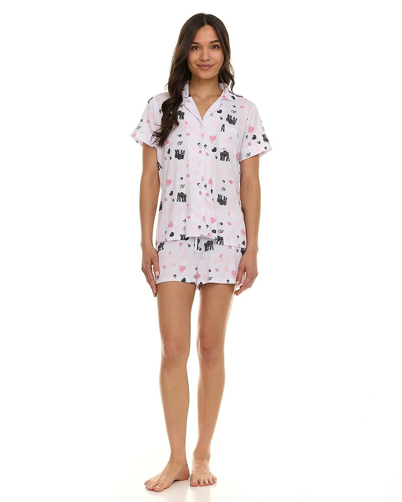 Paris Dreams Ladies Ribbed Notch Collar Pajama 2-Piece Short Set, Sizes S-XL – Online Exclusive