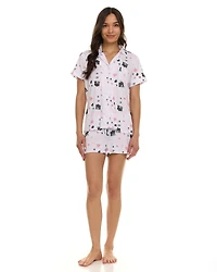 Paris Dreams Ladies Ribbed Notch Collar Pajama 2-Piece Short Set, Sizes S-XL – Online Exclusive
