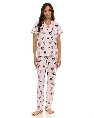 Paris Dreams Ladies Ribbed Notch Collar Pajama 2-Piece Pants Set, Sizes S-XL – Online Exclusive