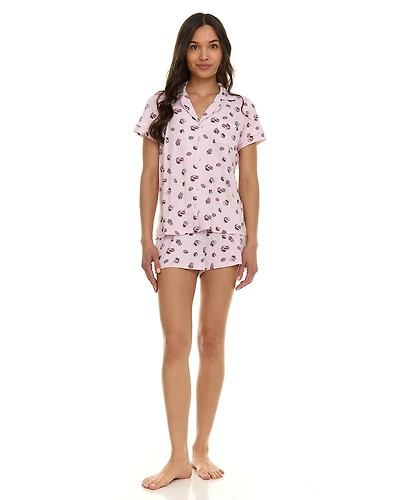 Paris Dreams Ladies Notch Collar Pajama 2-Piece Short Set