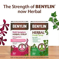 Benylin Multi-Symptom Herbal Syrup, Cough Suppressant, Sore Throat Relief, Common Cold, Pelargonium, Sidoides