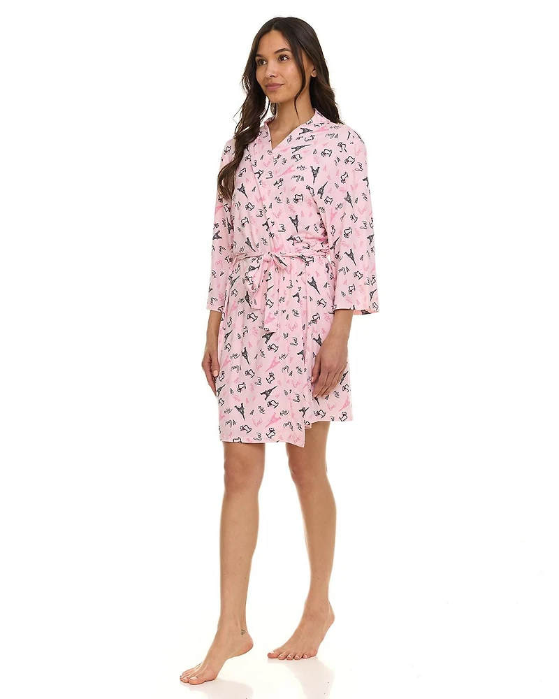 Ensemble pyjama 3 pièces confortable pour femme : peignoir, haut caraco et short – Exclusivité en ligne