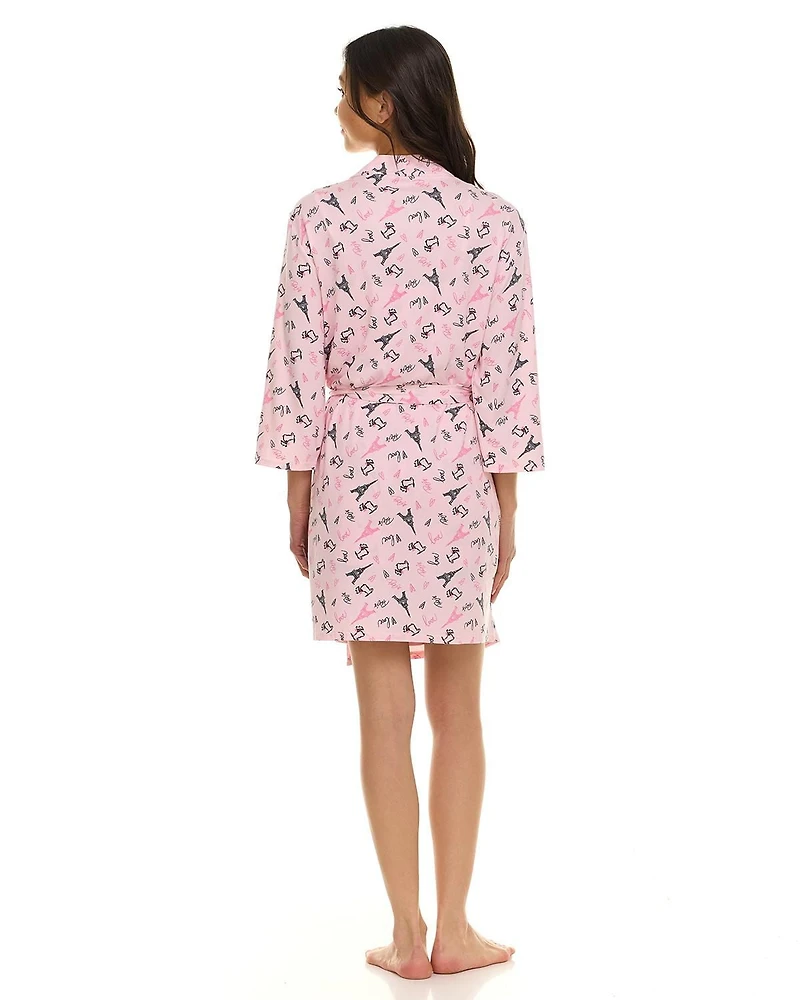 Ensemble pyjama 3 pièces confortable pour femme : peignoir, haut caraco et short – Exclusivité en ligne
