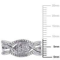 Ensemble nuptial avec diamants ronds et de coupe princesse de 0,33 ct poids total en argent sterling de Miabella