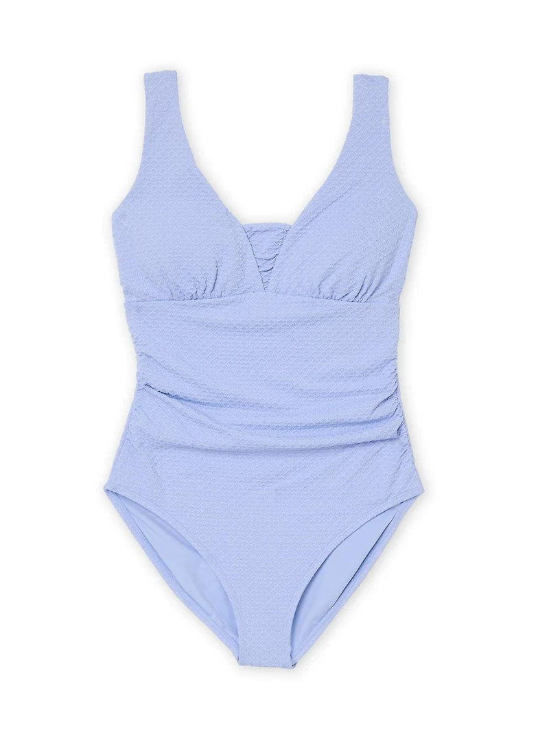 Lands' End Women's Size S-XXL Nylon Spandex Grecian One-Piece Swimsuit with Shirring Detail