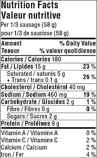 Great Value Cheese Smokie Sausage, 175 g