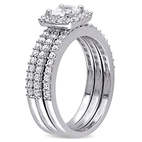 Miabella 1.50 Carat T.G.W. Created White Sapphire Sterling Silver Halo Bridal Set