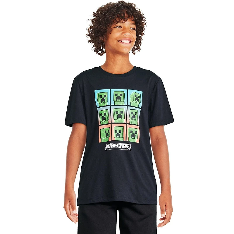 T-shirt avec imprimé graphique Minecraft pour garçons Tailles TP-TG
