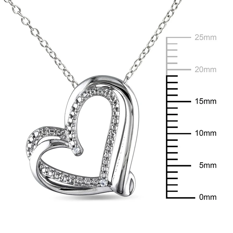 Miabella Diamond Accent Sterling Silver Double-Heart Pendant, 18"