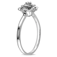 Bague fleur Miabella avec accent de diamant en argent sterling