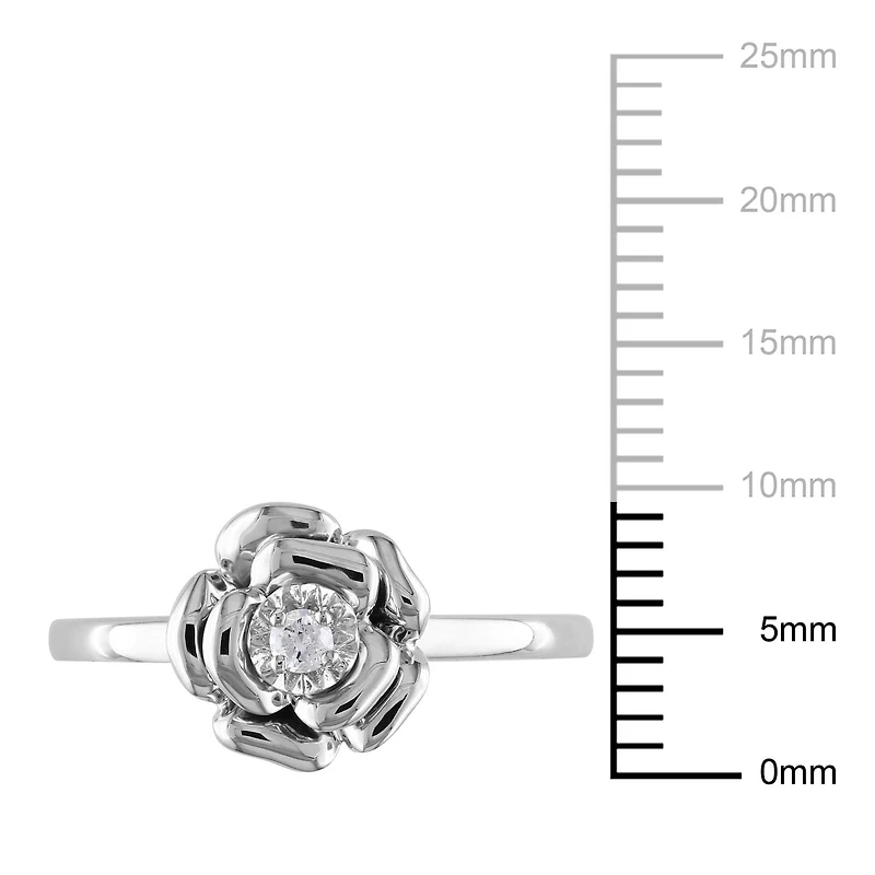 Miabella Diamond Accent Sterling Silver Flower Ring