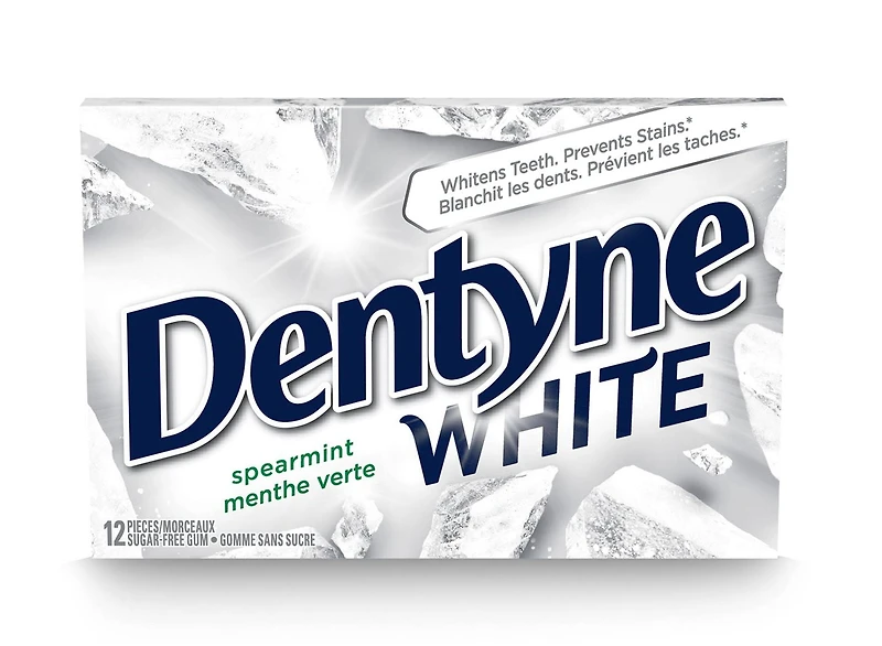 Dentyne White, Gomme sans sucre à la menthe verte - 12 Morceaux Gomme Dentyne White blanchit les dents!