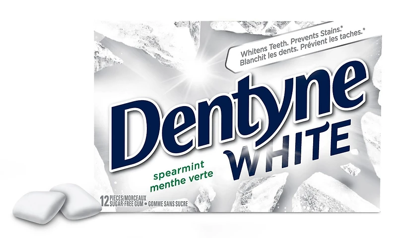 Dentyne White, Gomme sans sucre à la menthe verte - 12 Morceaux Gomme Dentyne White blanchit les dents!