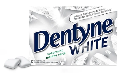 Dentyne White, Gomme sans sucre à la menthe verte - 12 Morceaux Gomme Dentyne White blanchit les dents!