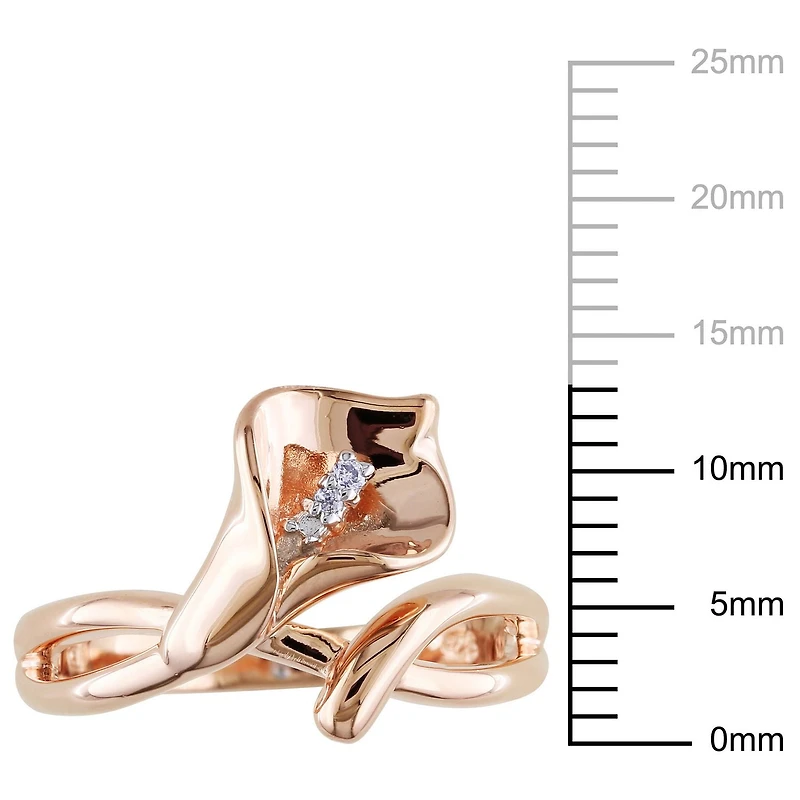 Miabella Diamond-Accent Rose Rhodium-Plated Sterling Silver Calla Lily Flower Ring