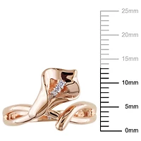 Miabella Diamond-Accent Rose Rhodium-Plated Sterling Silver Calla Lily Flower Ring