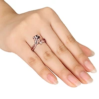 Miabella Diamond-Accent Rose Rhodium-Plated Sterling Silver Calla Lily Flower Ring