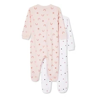 George Baby Girls' Sleeper 2-Pack, Sizes 0-12 months