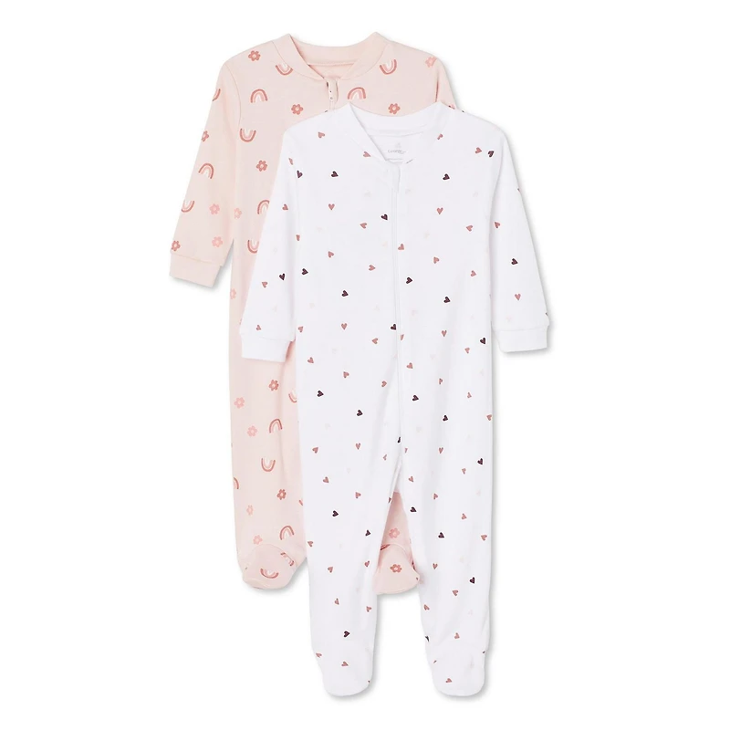 George Baby Girls' Sleeper 2-Pack, Sizes 0-12 months