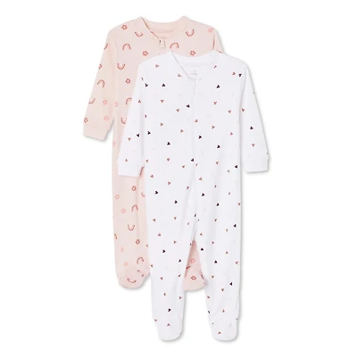 George Baby Girls' Sleeper 2-Pack, Sizes 0-12 months