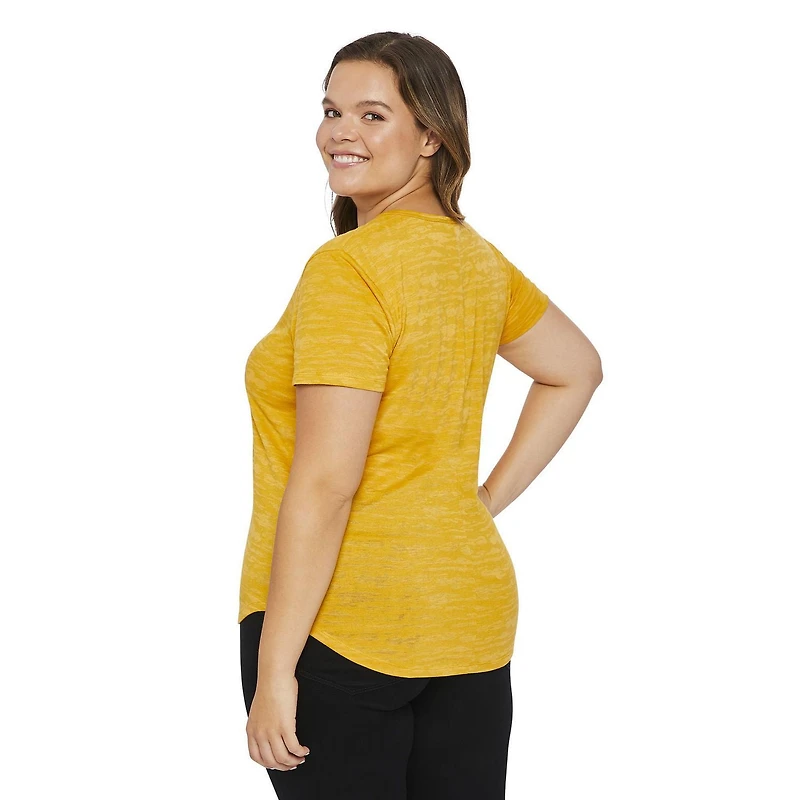 T-shirt teint par dévorage avec imprimé graphique George Plus pour femmes