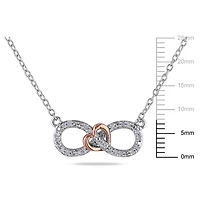 Miabella 0.10 Carat T.W Diamond Two-Tone Sterling Silver Infinity Heart Necklace, 18"