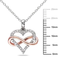 Miabella 0.10 Carat T.W Diamond Two-Tone Sterling Silver Infinity Heart Pendant, 18"