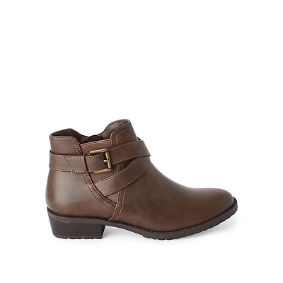 Time and Tru Women's Buckle Detail Booties, Wide Width Sizes 6-10