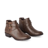 Time and Tru Women's Buckle Detail Booties, Wide Width Sizes 6-10