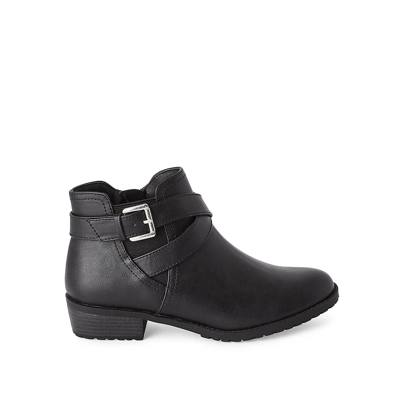 Time and Tru Women's Buckle Detail Booties, Wide Width Sizes 6-10