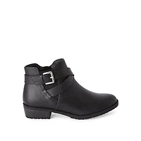 Time and Tru Women's Buckle Detail Booties, Wide Width Sizes 6-10
